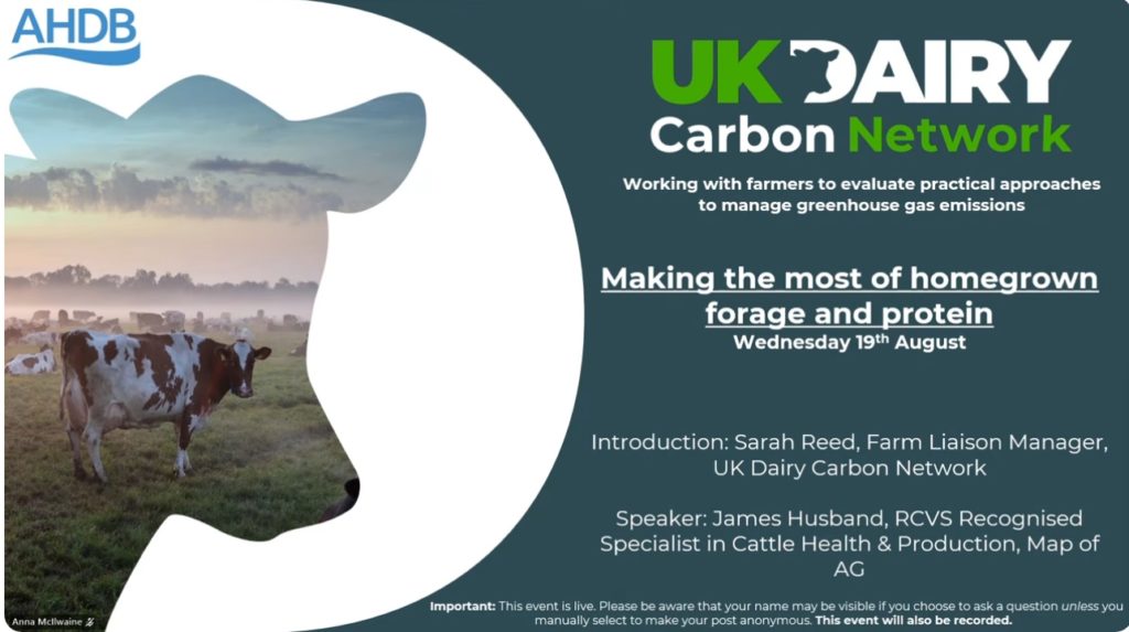 Making the most of homegrown forage and proteins webinar introduction page