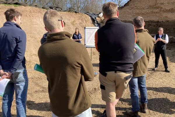Dr Kate Le Cocq talking outside at an open farm event