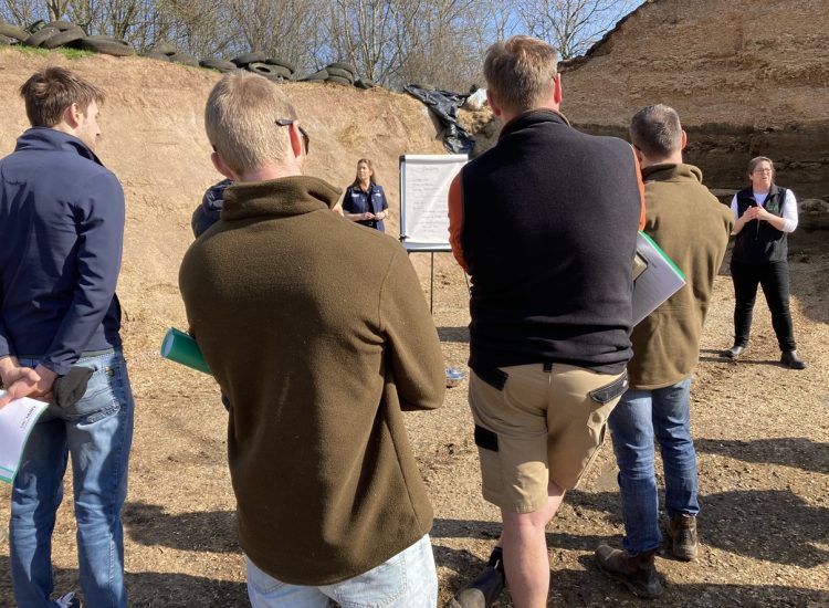 Dr Kate Le Cocq talking outside at an open farm event