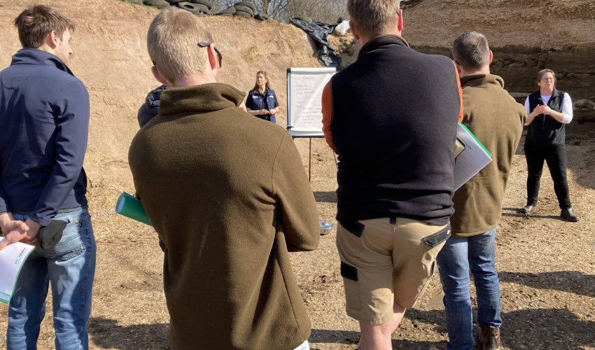 Dr Kate Le Cocq talking outside at an open farm event